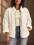 Women Casual Quilted Lightweight Padded Zip Up Jacket