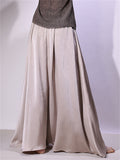 Women's Comfy Solid Color Big Hem A-Line Satin Skirt