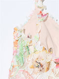 Elegant Spaghetti Strap Flower Embroidery A-Line Dress for Lady