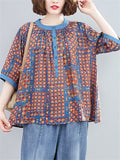Women's Loose Casual Geometric Print Short Sleeve Shirts