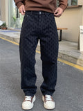 Men's American Style Vintage Jacquard Regular Fit Straight Leg Jeans