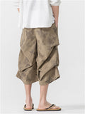 Men's Summer Comfy Hanfu Pleated Print Casual Capri Pants