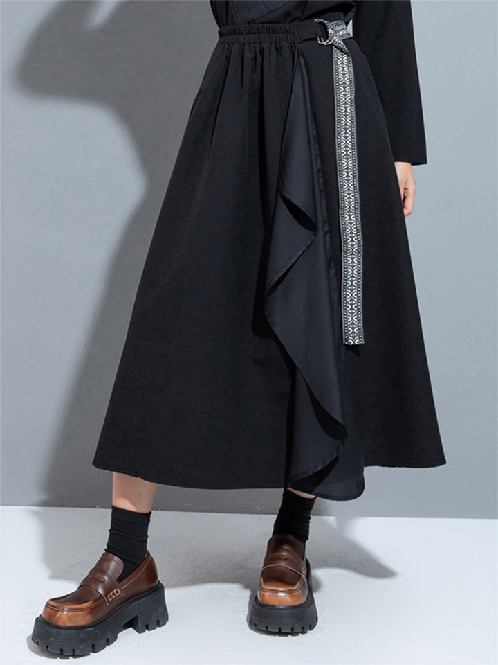 Women's Fashion Patchwork Elastic Tie-waist Skirts