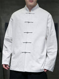 Men's Simple Chinese Style Cotton Blend Stand Collar Tang Suit Jacket