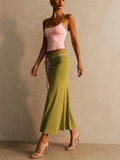 Women 2 Piece Summer Color Blocking Cami and Maxi Skirt Set
