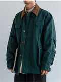 Retro Men's Casual Lapel Long Sleeve Pocket Cargo Jacket