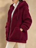 Women's Autumn Fleece Zip Up Oversized Hooded Coat