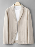 Men's Solid Color Ramine Single Breasted Suit Collar Jackets