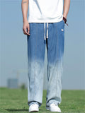 Men's Summer Cool Blue Gradient Straight Jeans