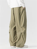 Japanese Style Autumn Drawstring Drape Straight Leg Loose-Fit Pants for Men