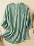 Women's Summer Casual Solid Color Embroidery Half Sleeve Shirt