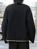 ‌Men's Autumn Lightweight Contrast Trim Pockets Fleece Jackets
