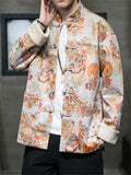 Men's Tang Dynasty Print Faux Suede Jacket