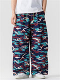 Men's Summer Wide Leg Camouflage Print Cargo Pants