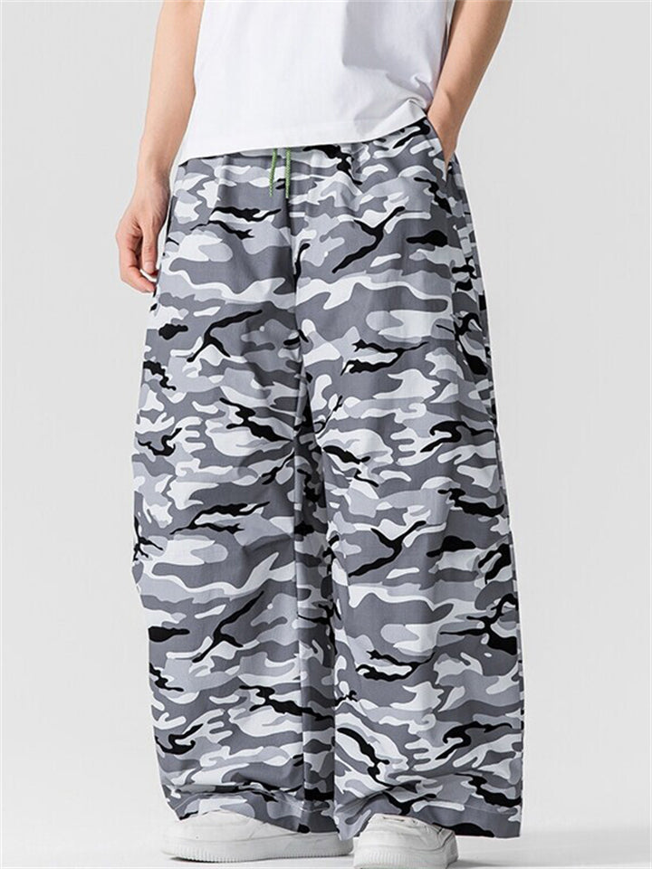 Men's Summer Wide Leg Camouflage Print Cargo Pants