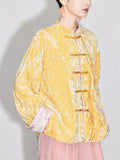 Women's Beautiful Chinese Style Yellow Velvet Tang Suit