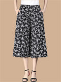Women's Floral Print Wide Leg Palazzo Pants Elastic Waist Summer Trousers