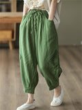 Women's Summer Casual Drawstring Harem Cropped Pants