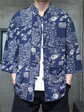 Men's Summer Trendy Chinese Style Printed Button Up TangSuit Shirt