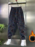 Men's Color Block Casual Knitted Pants Anti-Wrinkle Winter Daily Wear