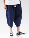 Men's Hem Side Slit Kung Fu Training Cropped Pants