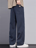 ‌Men's Autumn Winter Mid Waist Drape Straight Leg Loose Fit Casual Pants‌