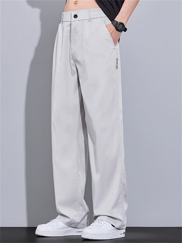 ‌Casual Mid Waist Loose Fit Drape Straight Leg Pants for Men‌