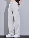 ‌Casual Mid Waist Loose Fit Drape Straight Leg Pants for Men‌