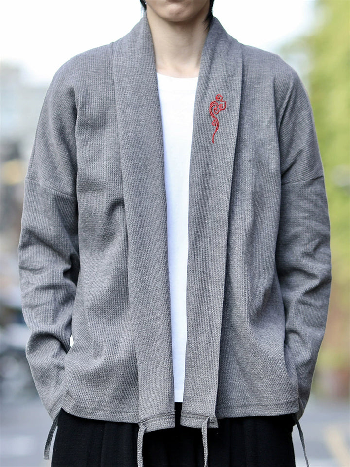 ‌Men's Chinese Zen Style Loose Fit Embroidery Cardigan Jackets