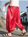 ‌Men's Summer Cool Loose Fit Casual Carrot Pants with Chinese Style Dragon Print‌