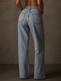 Women's Boho Sun Flower Graphic Printed Ripped Wide Leg Jeans