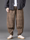 Men's Autumn Solid Color Drawstring Harem Pleated Hem Jogger Pants