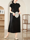 Women's Chinese Style Elegant Jacquard Stand Collar Qipao Dress