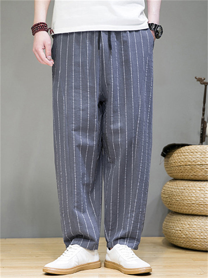 Men's Summer Casual Drawstring Stripe Harem Pants