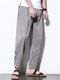 Men's Casual Summer Solid Color Drawstring Cropped Pants