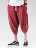 Men's Hem Side Slit Kung Fu Training Cropped Pants