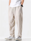 Casual Men's Linen Drawstring Straight Pants
