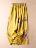 Women's Simple Comfy Ethnic Style Embroidered Wide Leg Pants