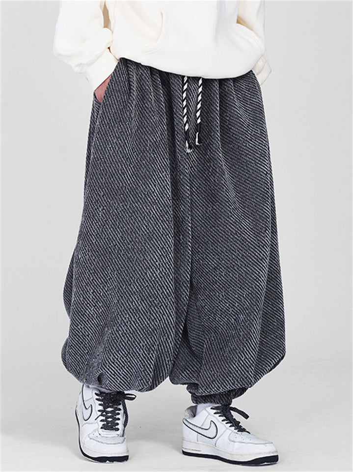 ‌Men's Streetwear‌ Elastic Waist Loose Fit Drawstring Bloomer Pants
