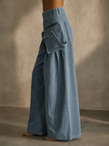 Women High Waist Cargo Wide Leg Denim Baggy Jeans