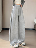 Women's Casual Rhinestone High Waist Baggy Wide Leg Sweatpants
