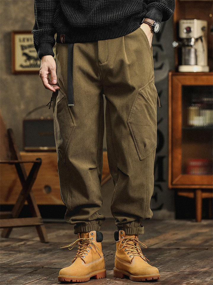 ‌Men's Stylish Mid Waist Loose Fit Multi-Pocket Workwear Jogger Pants