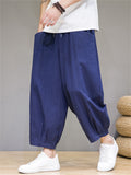 Men's Summer Casual Solid Color Wide Leg Cropped Pants