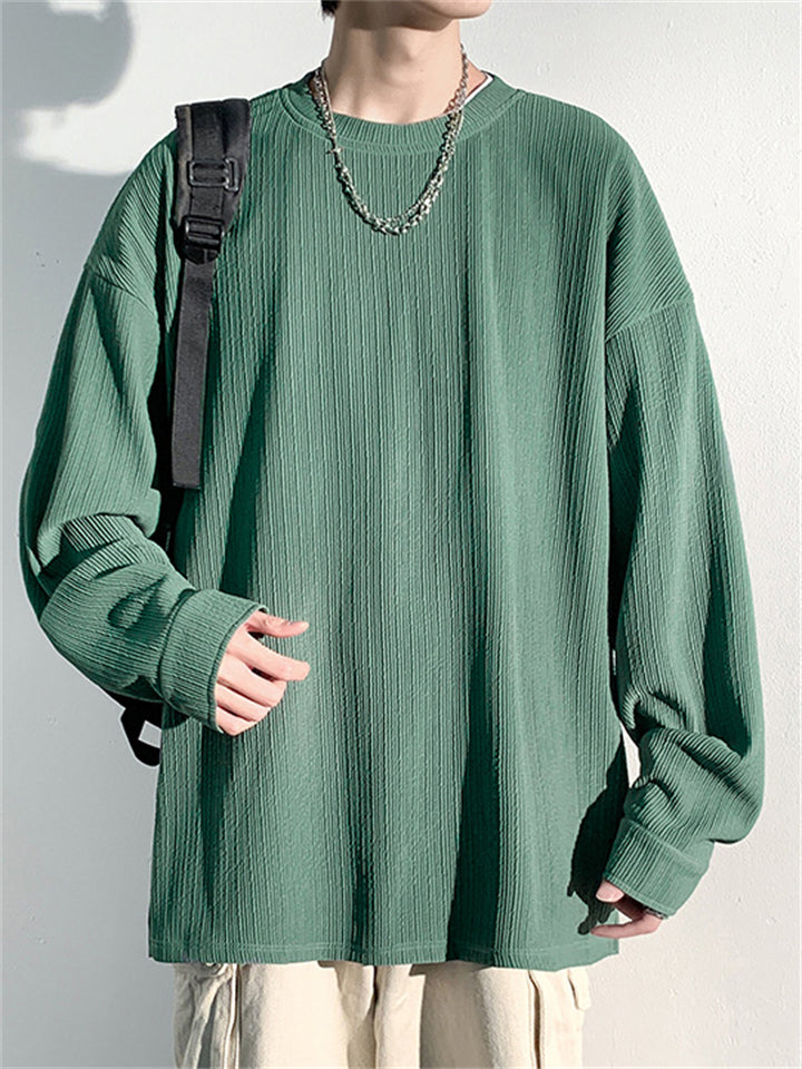 Men's Solid Color Long Sleeve Round Neck Sweatshirts