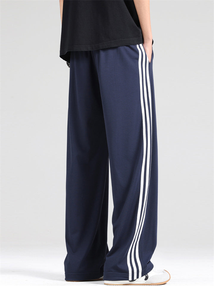 Men's Casual Elastic Cool Side Stripes Straight Pants