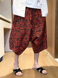 Men's Summer Ethnic Style Beach Bloomers Drop Crotch Capri Pants