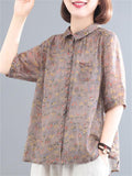 Women's Retro Casual Floral Print Short Sleeve Shirts