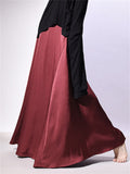 Women's Comfy Solid Color Big Hem A-Line Satin Skirt