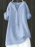 Women's Casual Retro Holiday Style Solid Color V Neck Short Sleeve Shirts
