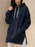 Women Casual Oversized Hoodie Long Tunic Sweatshirt with Side Slits